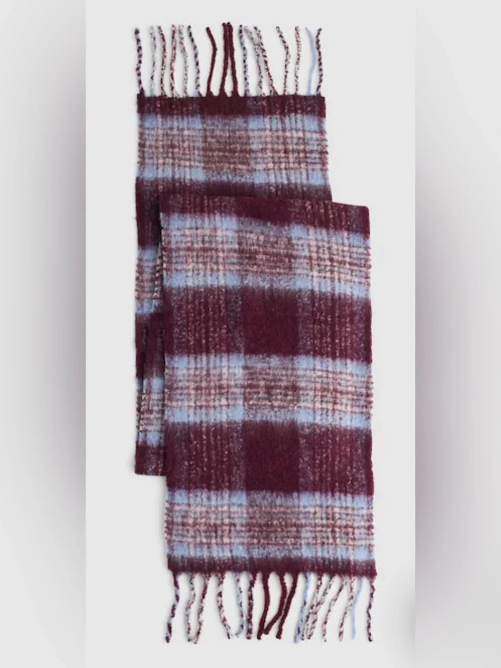 Madewell Scarf Alpaca-Blend Scarf  chunky fringed tassels Plaid Check One Size